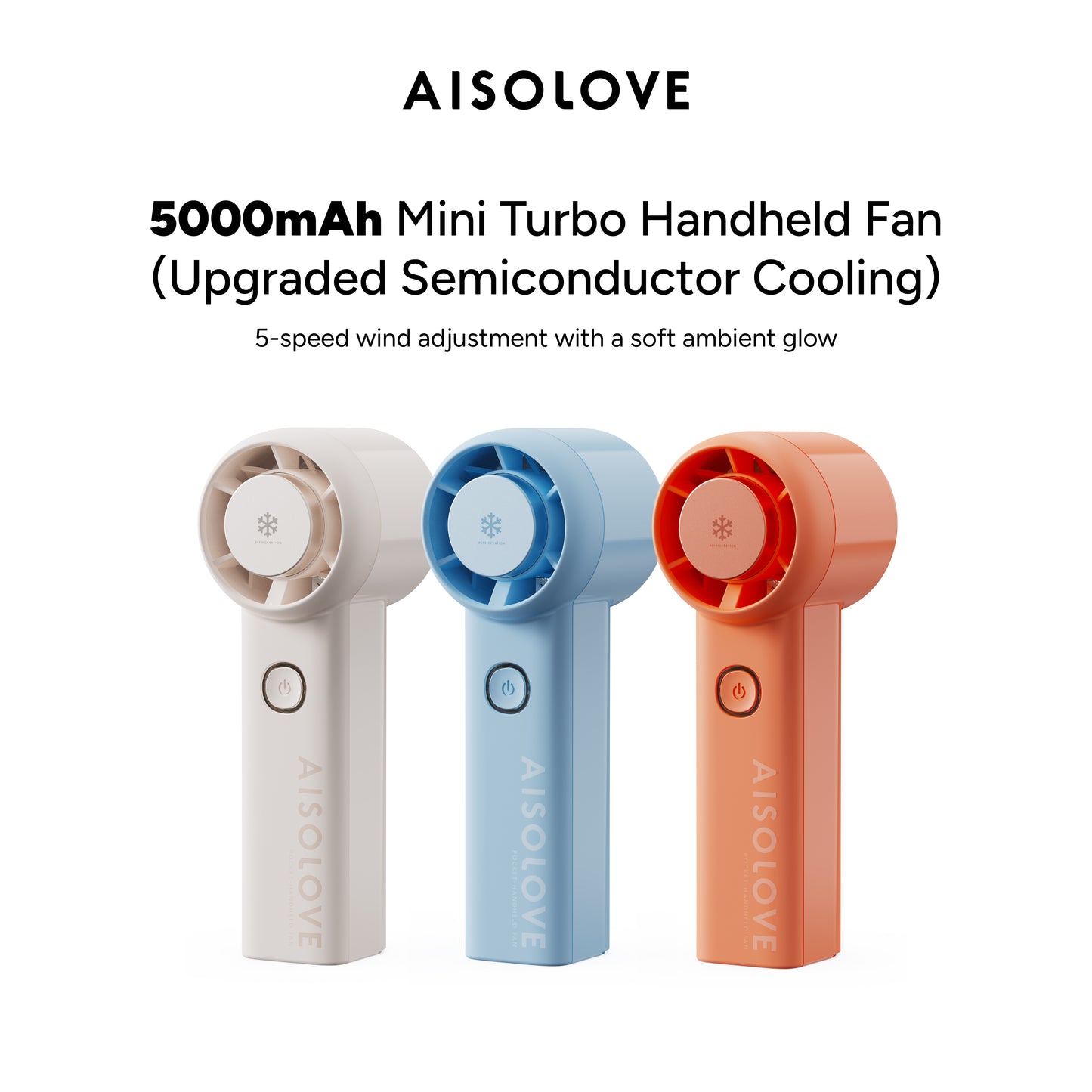 AISOLOVE F03 Handheld Mini Fan with Semiconductor Cooling 5000mAh