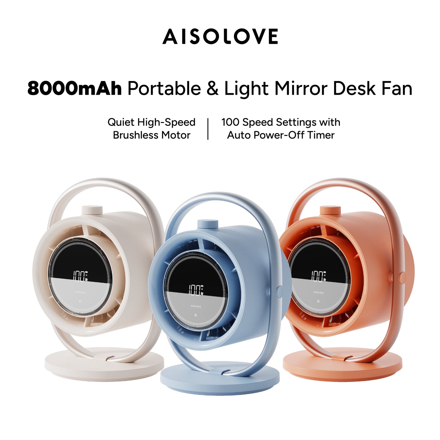 AISOLOVE F17 Mirror Desk Fan 8000mAh 镜面桌面风扇