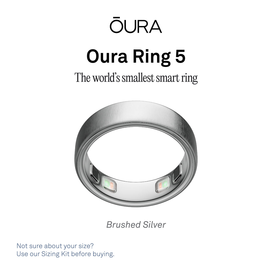 Oura Ring 5 Health & Fitness Tracker Smart Ring, Brushed Silver