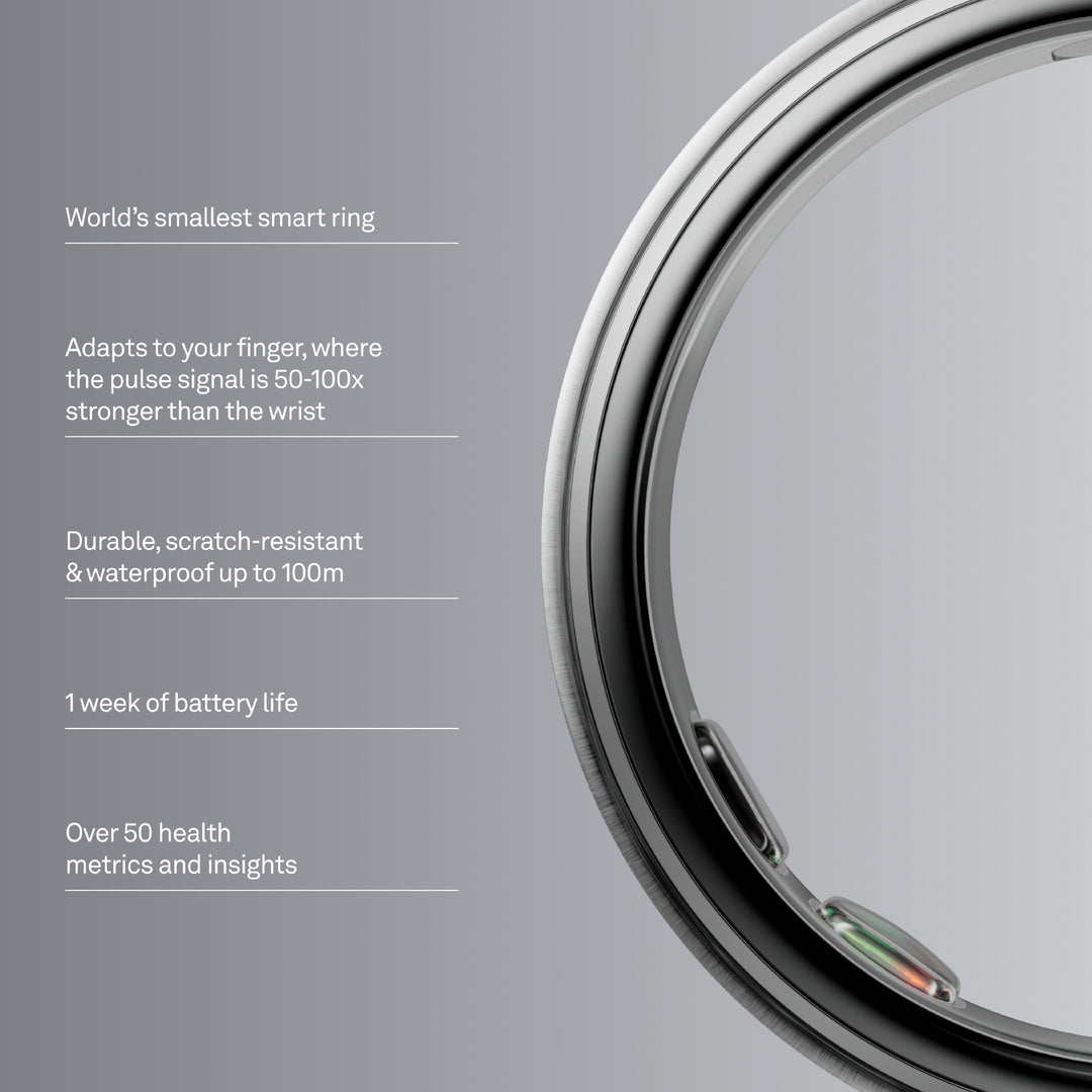 Oura Ring 5 Health & Fitness Tracker Smart Ring, Brushed Silver