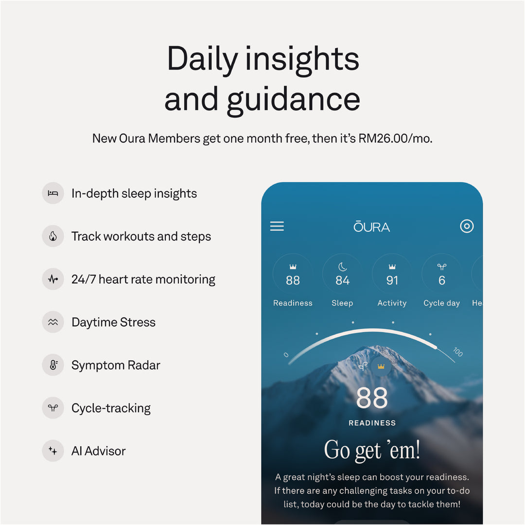 Oura Ring 5 Health & Fitness Tracker Smart Ring, Brushed Silver