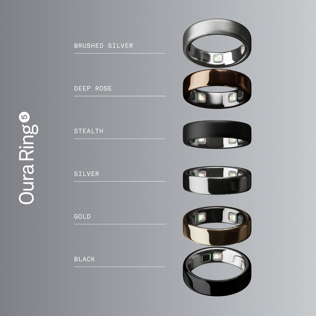 Oura Ring 5 Health & Fitness Tracker Smart Ring, Brushed Silver