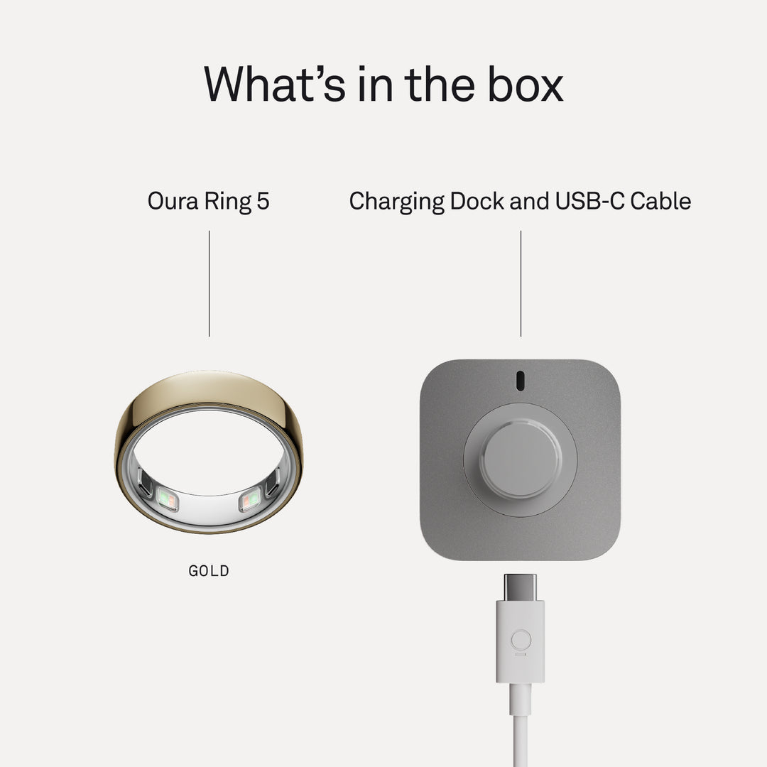 Oura Ring 5 Health & Fitness Tracker Smart Ring, Gold