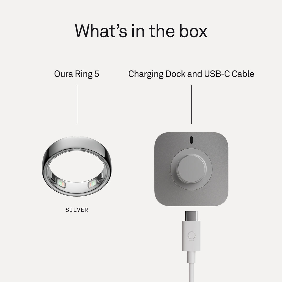 Oura Ring 5 Health & Fitness Tracker Smart Ring, Silver