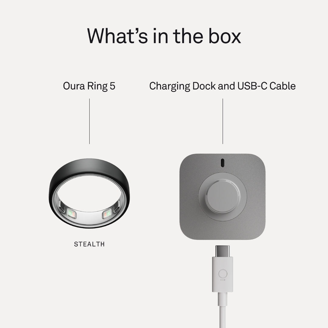 Oura Ring 5 Health & Fitness Tracker Smart Ring, Stealth