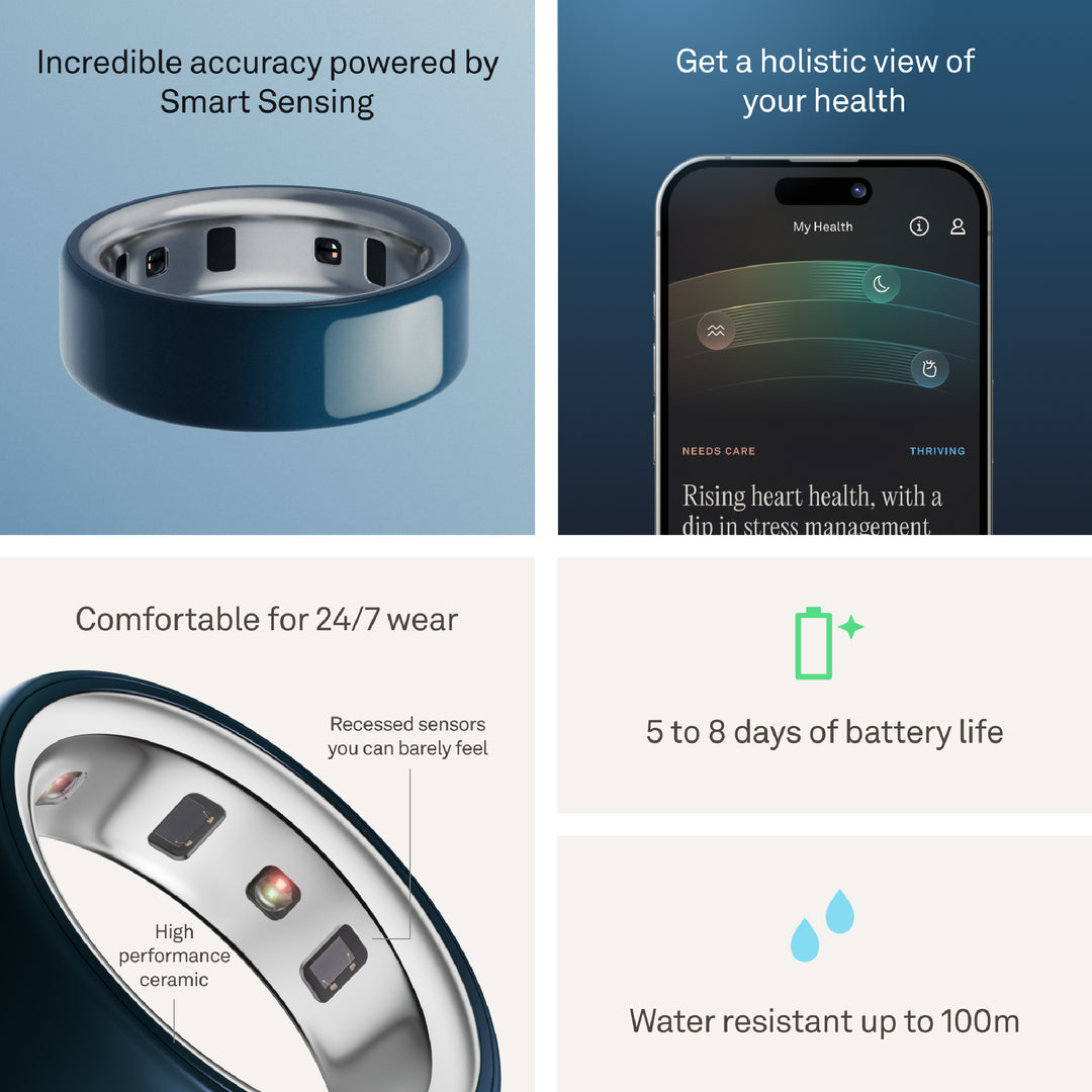 Oura Ring 4 Ceramic Health & Fitness Tracker Smart Ring, Midnight