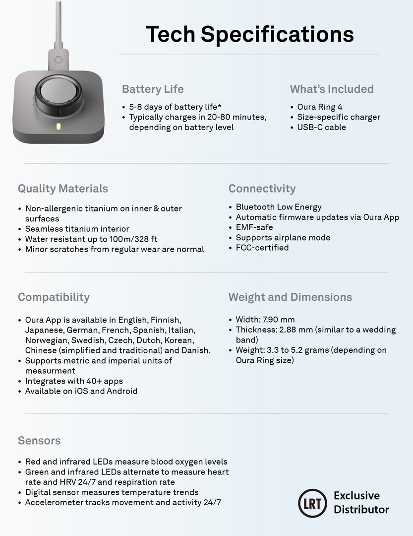 Oura Ring 4 Health & Fitness Tracker Smart Ring, Black