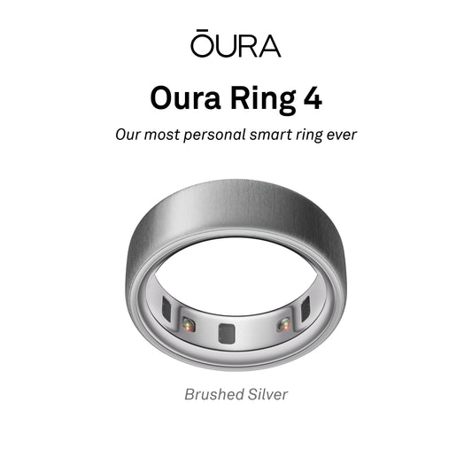 Oura Ring 4 Health & Fitness Tracker Smart Ring, Brushed Silver