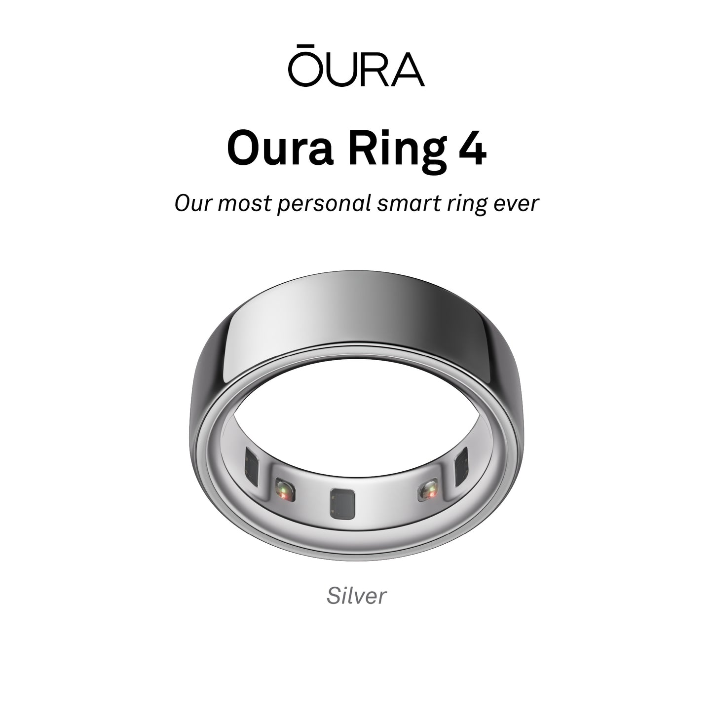 Oura Ring 4 Health & Fitness Tracker Smart Ring, Silver