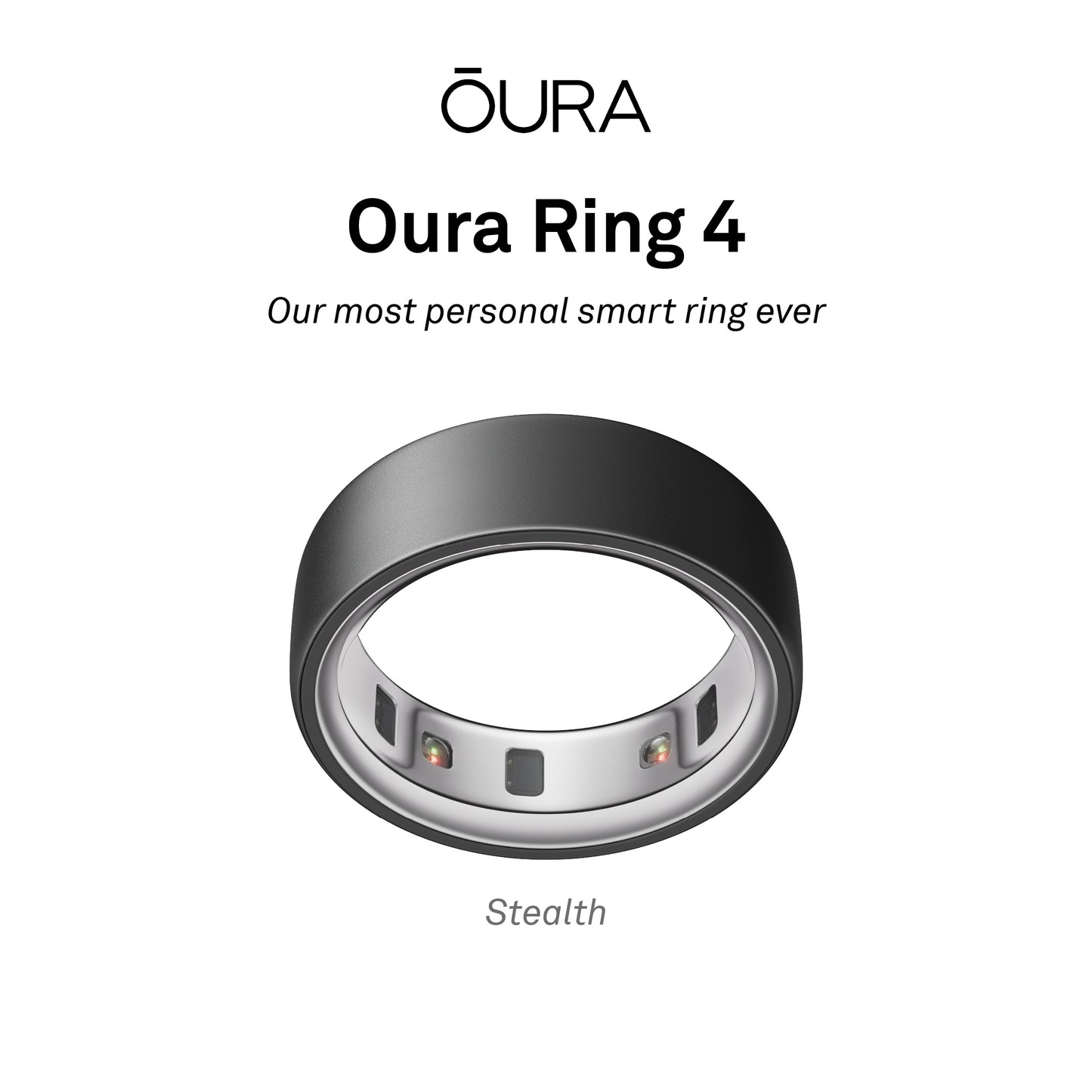 Oura Ring 4 Health & Fitness Tracker Smart Ring, Stealth