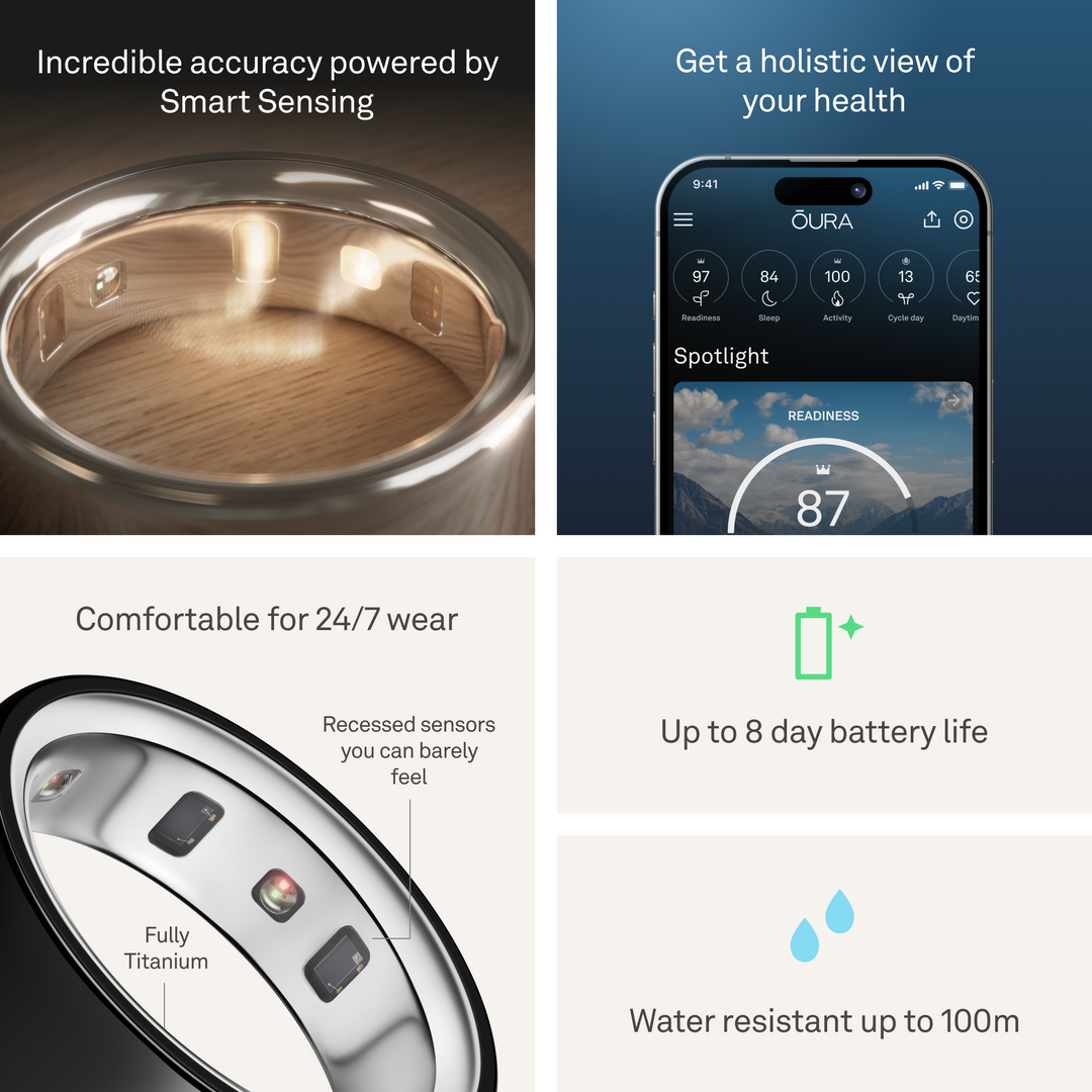 Oura Ring 4 Health & Fitness Tracker Smart Ring, Black