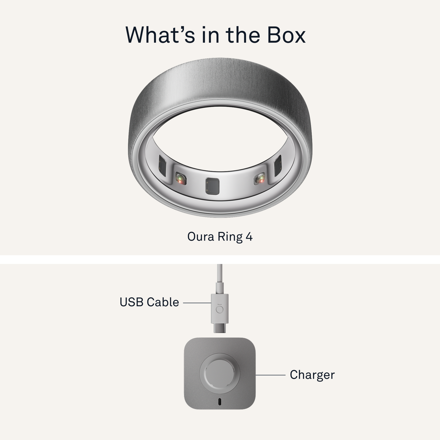 Oura Ring 4 Health & Fitness Tracker Smart Ring, Brushed Silver