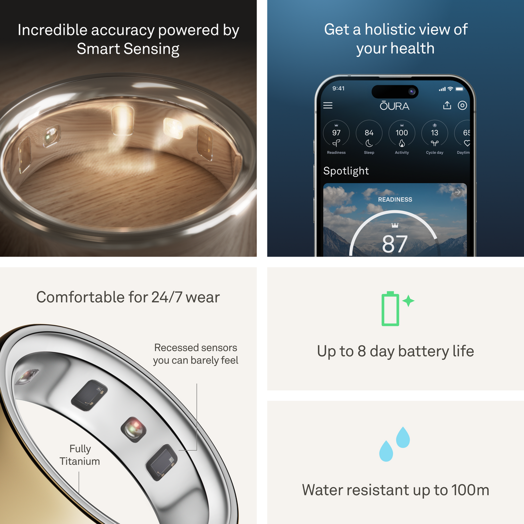 Oura Ring 4 Health & Fitness Tracker Smart Ring, Gold