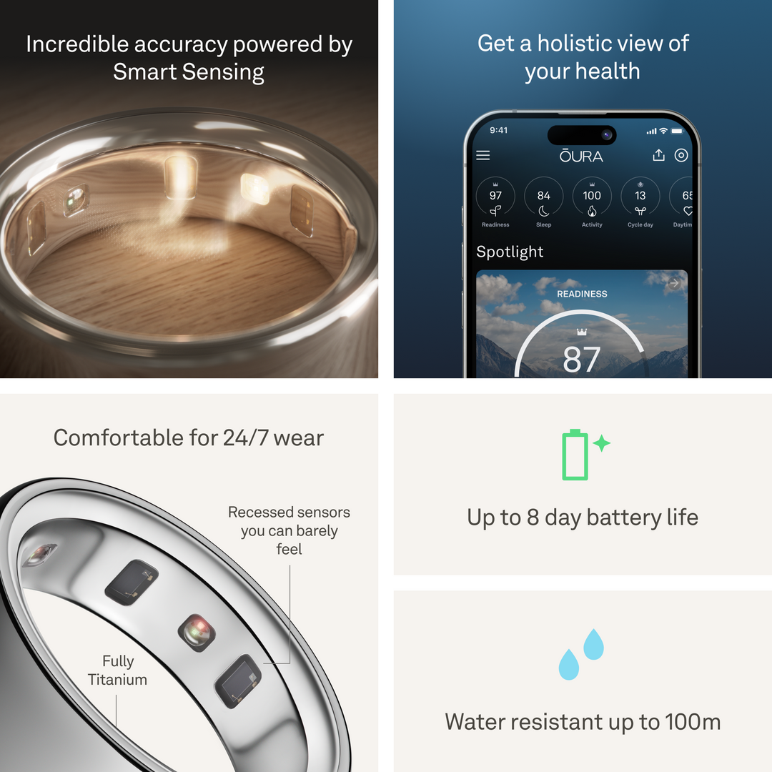 Oura Ring 4 Health & Fitness Tracker Smart Ring, Silver